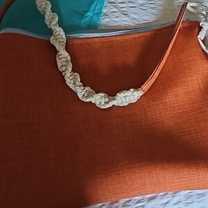 Orange PVC Fabric with hand knotted rope strap